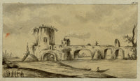 Leopold Billek, Bridge Ruin in the Roman Campagna – c.1820 watercolour painting