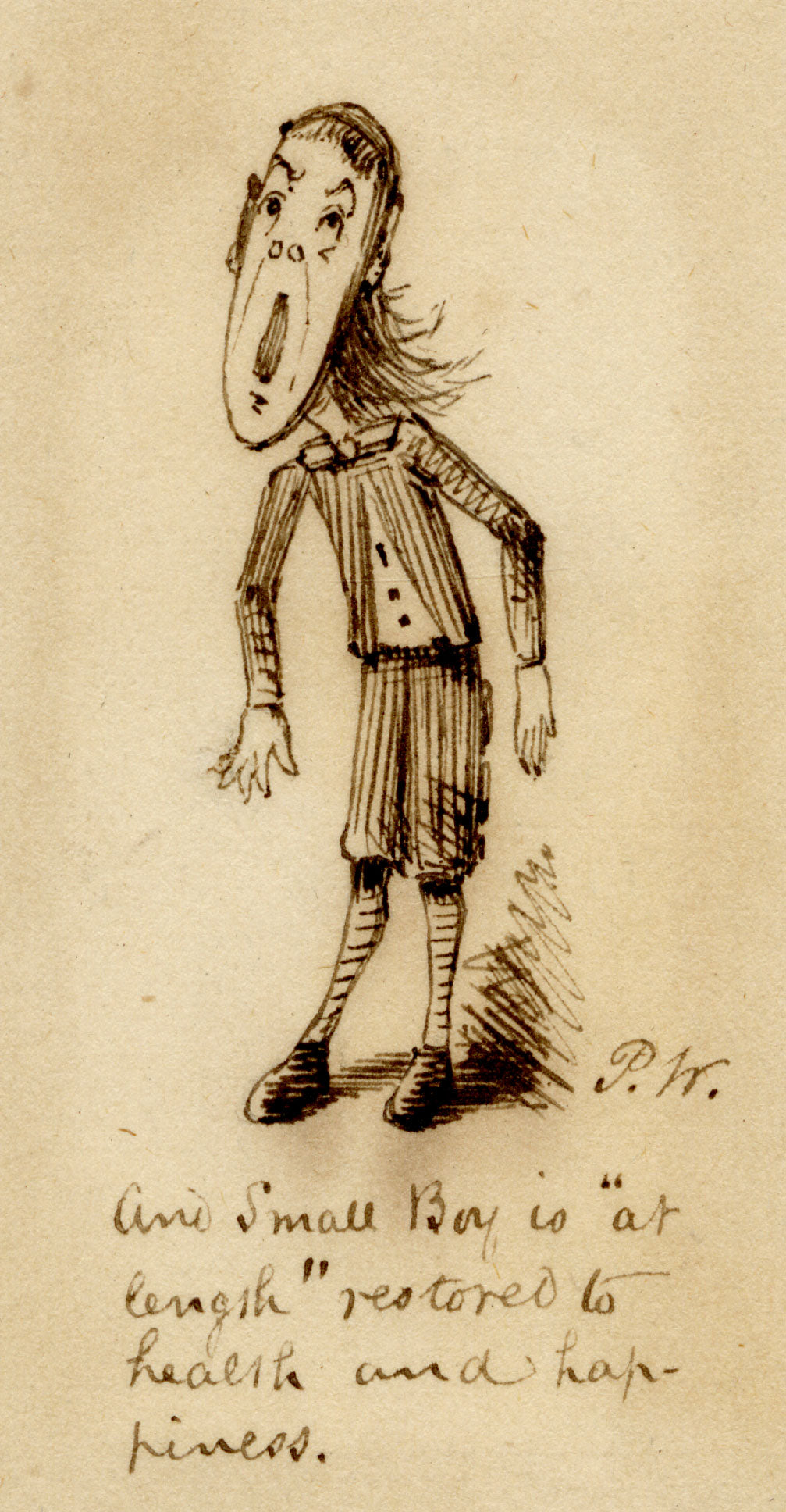 Pickford Robert Waller, Small Boy Cartoon – Original c.1860s pen & ink drawing