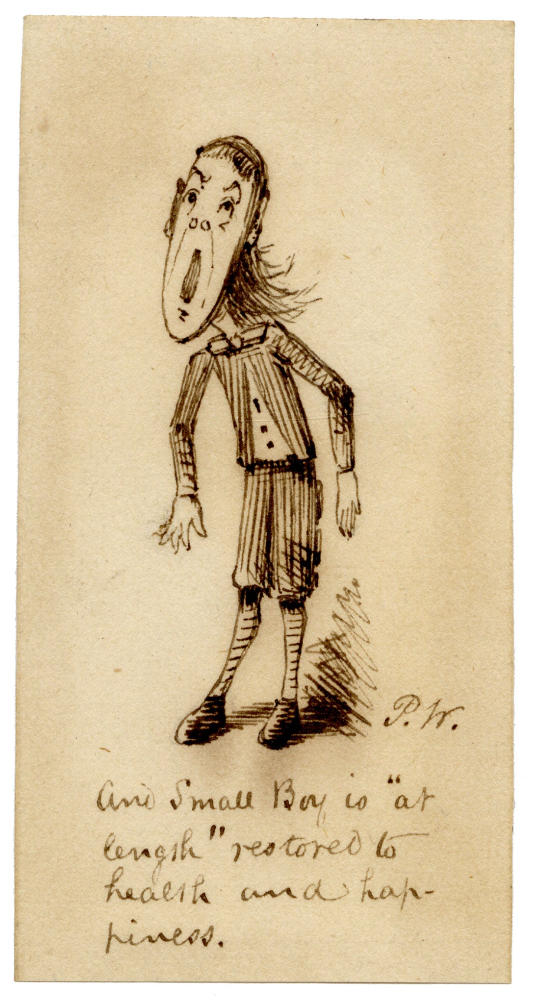Pickford Robert Waller, Small Boy Cartoon – Original c.1860s pen & ink drawing