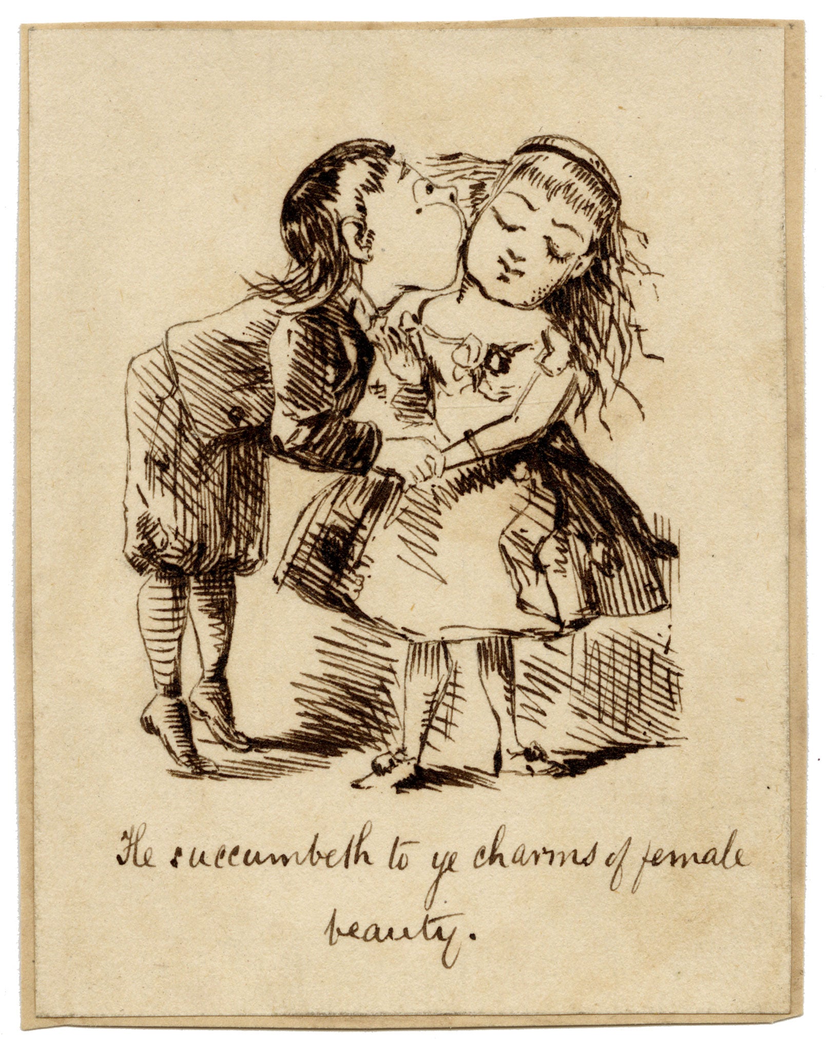 Pickford Robert Waller, Cartoon 'Charms of Female Beauty' – c.1860s ink drawing