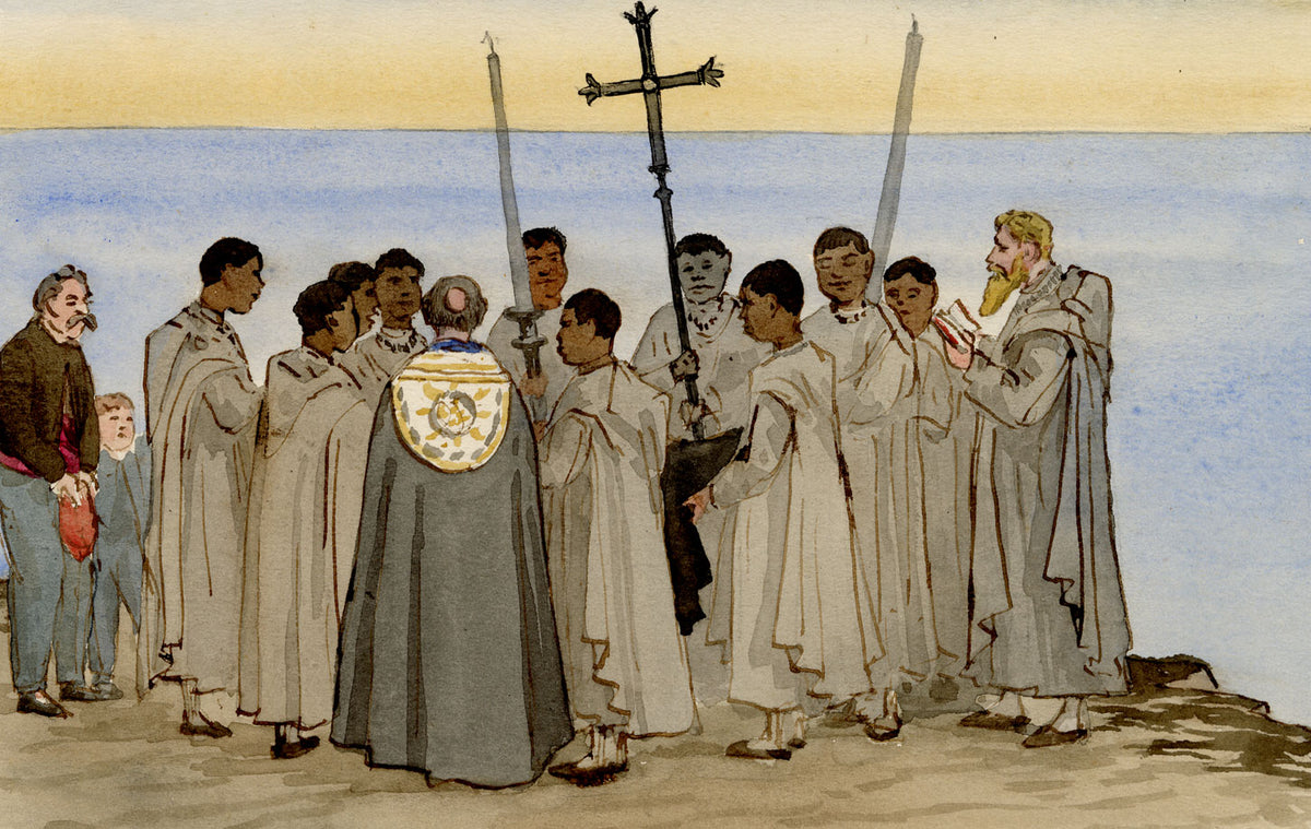 George John Cayley, Prayers for Those Who Died at Sea, Basilique Notre Dame d'Afrique, Algiers, Algeria – c.1874 watercolour painting