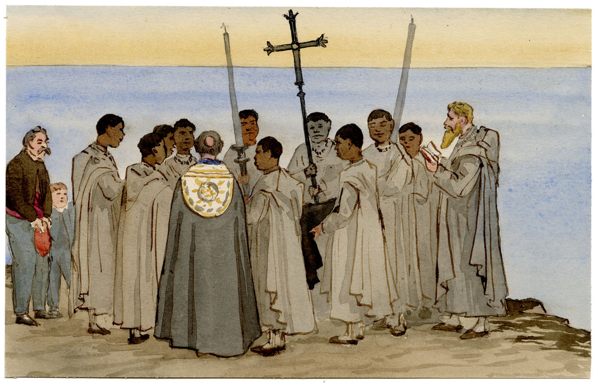 George John Cayley, Prayers for Those Who Died at Sea, Basilique Notre Dame d'Afrique, Algiers, Algeria – c.1874 watercolour painting