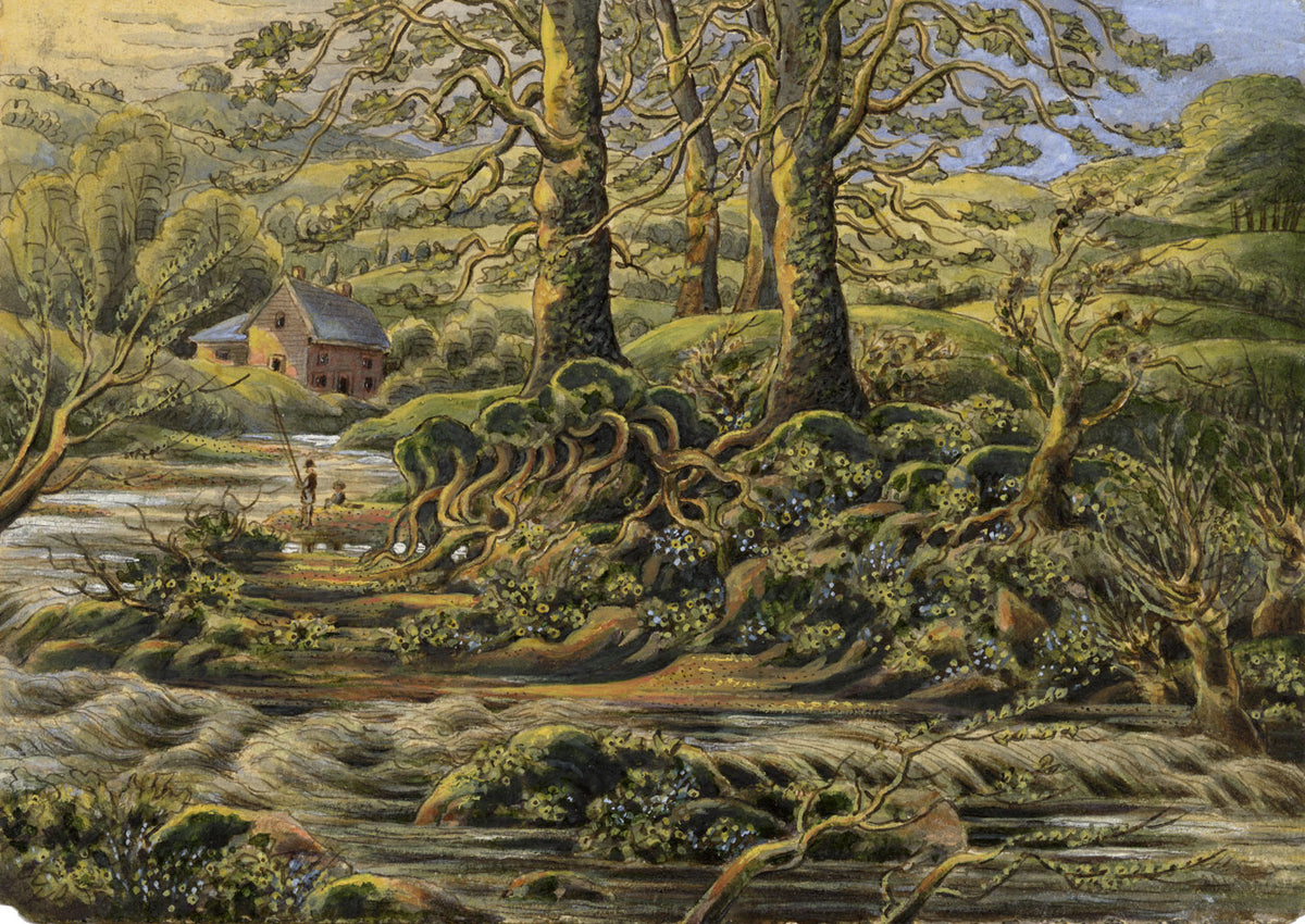 J.W. Bradley, River Severn, Malvern Hills, Worcestershire – Early 19th-century gouache painting