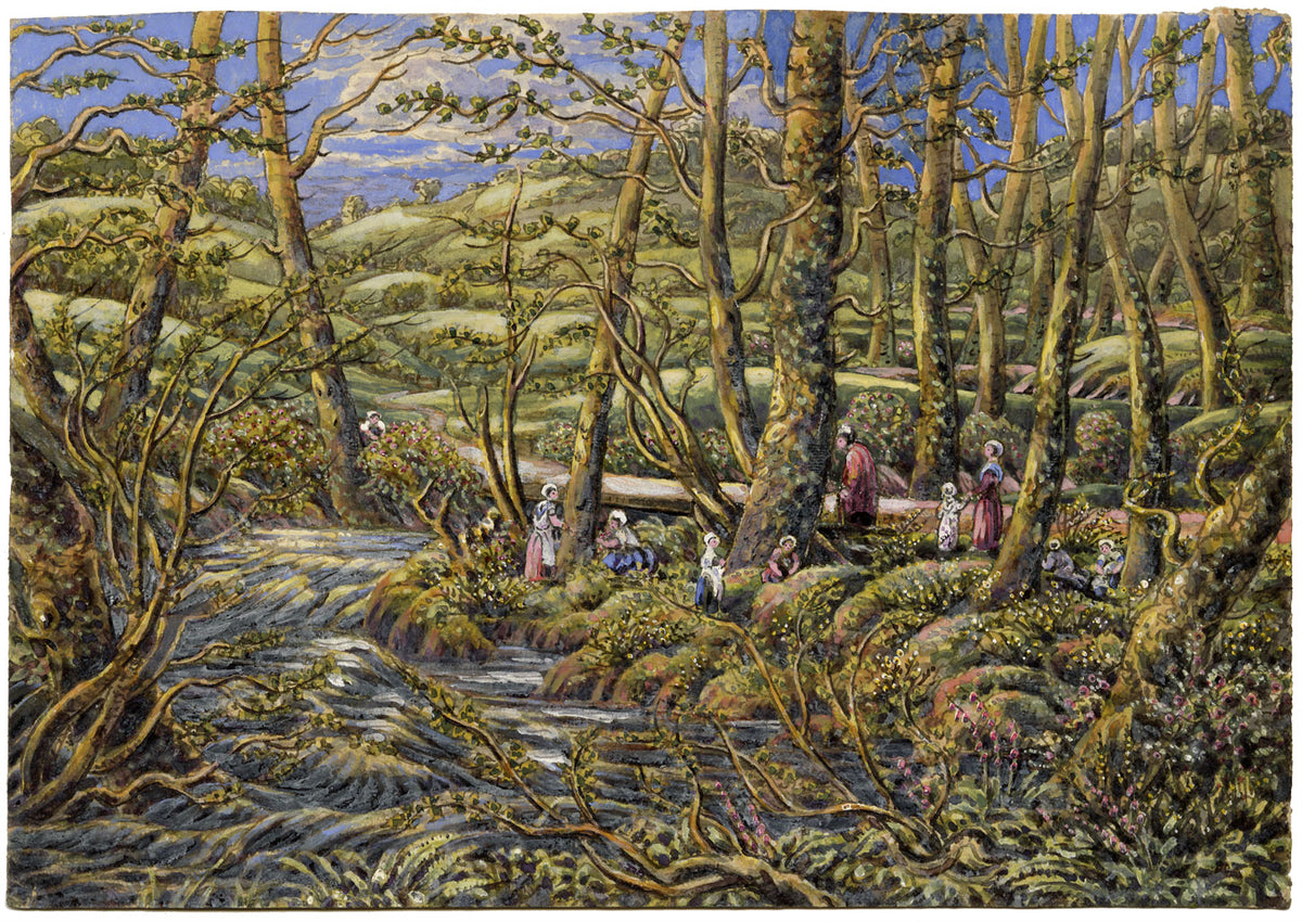 J.W. Bradley, Stockton Brook in Stanford on Teme, Worcestershire – Early 19th-century gouache painting