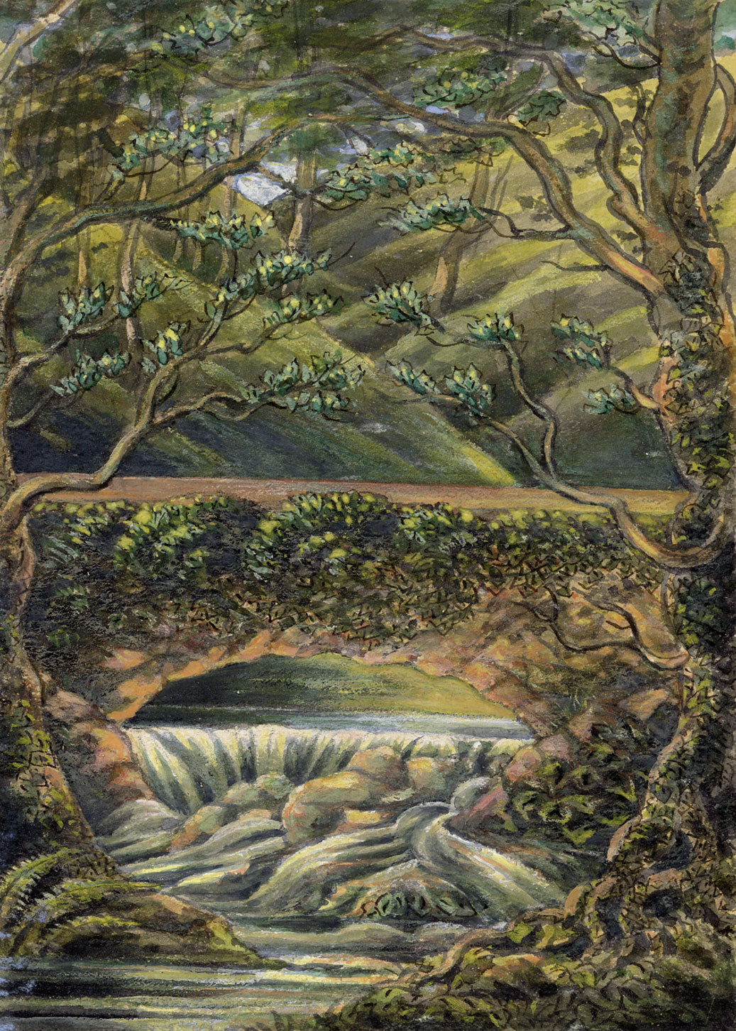 J.W. Bradley, Old Bridge over River Teme, Worcestershire – Early 19th-century gouache painting