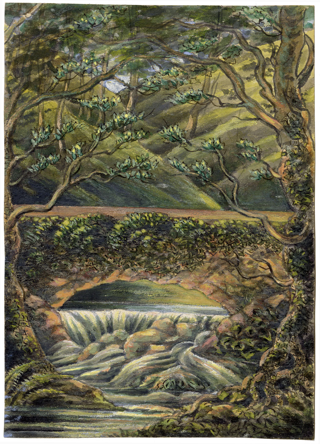 J.W. Bradley, Old Bridge over River Teme, Worcestershire – Early 19th-century gouache painting