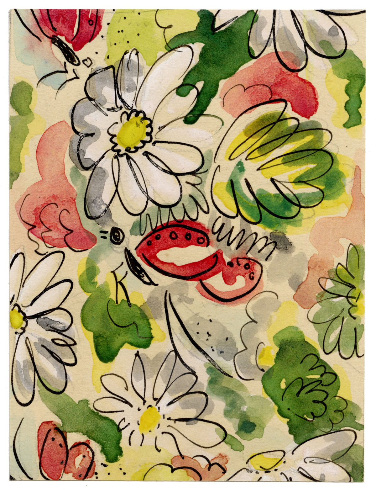 Jean Mary Ogilvie, Miniature Flower Bloom Pattern Design –1930s gouache painting