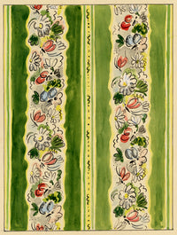 Jean Mary Ogilvie, Vintage Ditsy Flower & Insect Stripe Design – 1930s painting