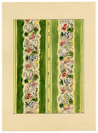 Jean Mary Ogilvie, Vintage Ditsy Flower & Insect Stripe Design – 1930s painting