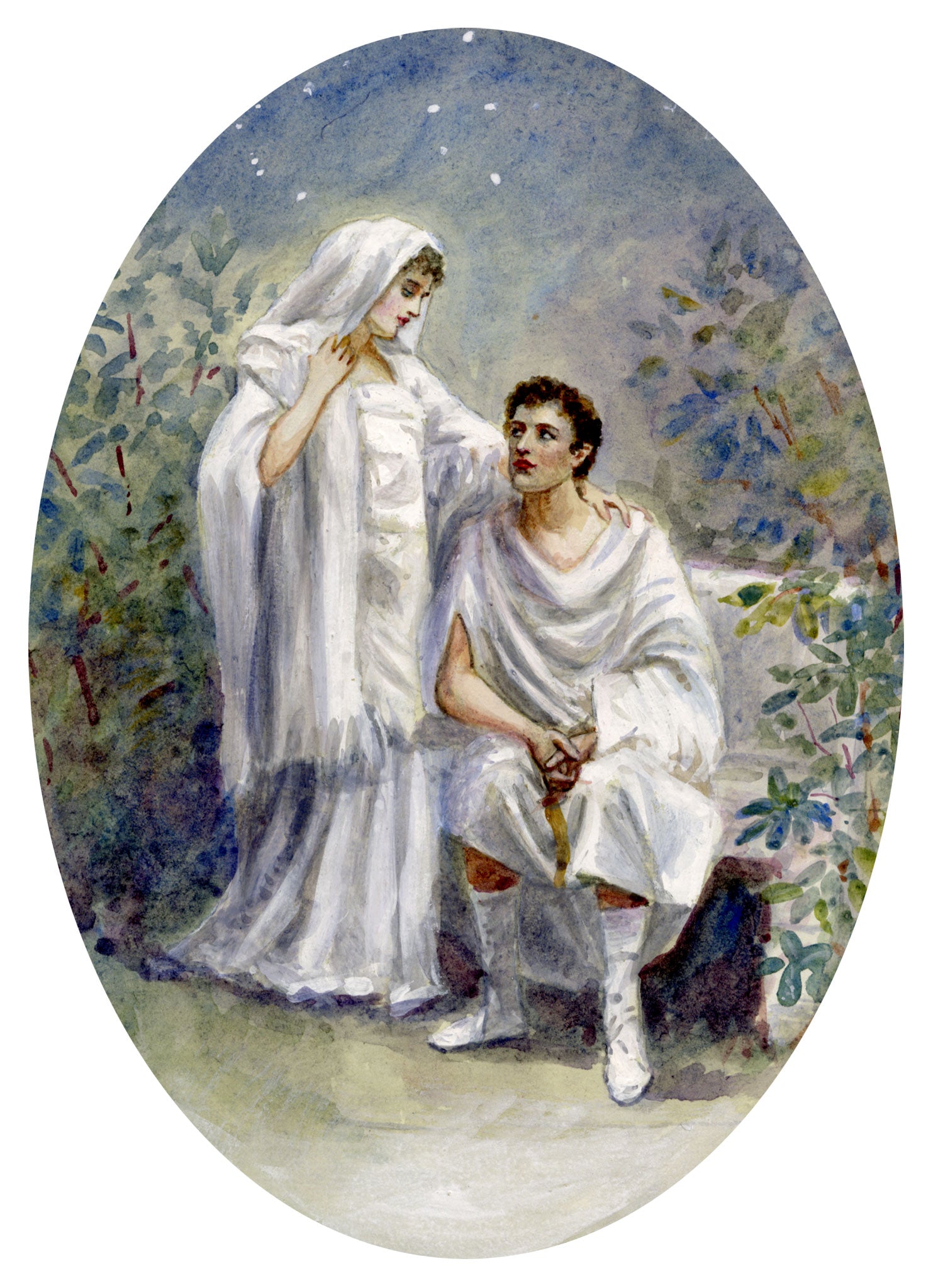 V. Downes, Shakespeare's Portia & Brutus, Julius Caesar – c.1898 watercolour