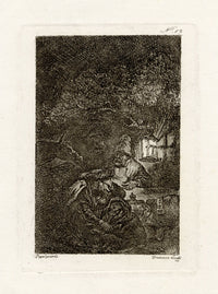Francesco Novelli after Rembrandt, The Rest on the Flight into Egypt – 1860 etching print