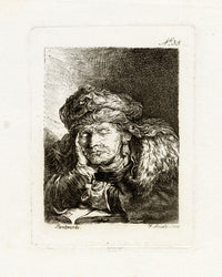 Francesco Novelli da Rembrandt, Vecchia addormentata – stampa all'acquaforte del 1860