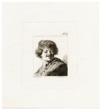 Francesco Novelli after Rembrandt, Self-Portrait in a Cap: Laughing – 1860 etching print