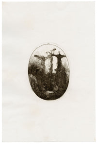 F. Novelli da Rembrandt, Cristo crocifisso tra due ladroni – acquaforte del 1860