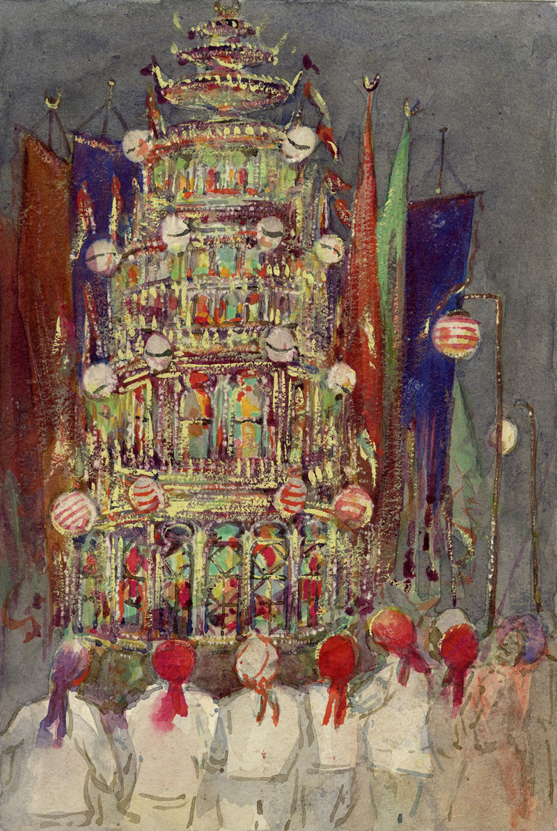 Whylock Pendavis, Ghoon at Yamsé Muslim Festival, Mauritius – 1880s watercolour painting