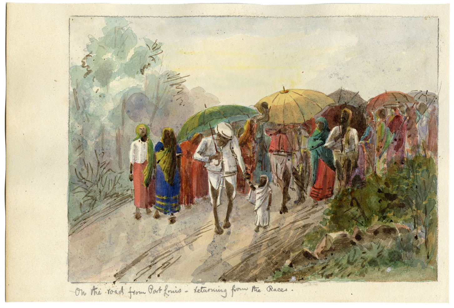 Whylock Pendavis, Ghoon at Yamsé Muslim Festival, Mauritius – 1880s watercolour painting