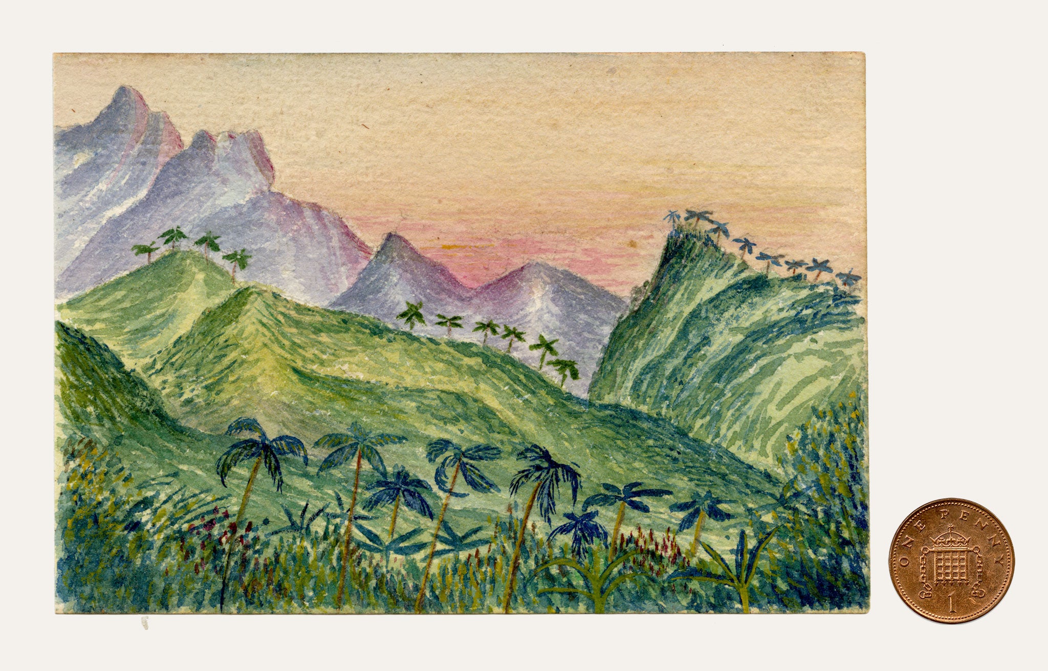Cmdr Alfred M. Causton RN, Fiji Island, South Pacific –1873 watercolour painting