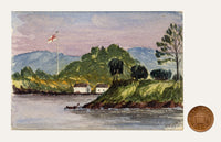 Cmdr Alfred Causton RN, Garden Island Sydney Harbour, Australia–1873 watercolour