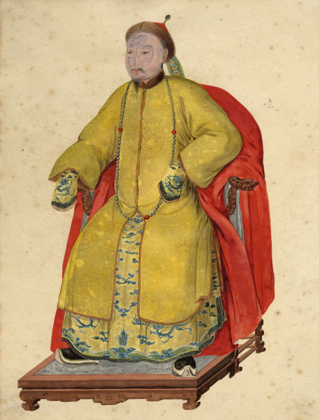 Canton School, Qianlong Emperor in Yellow Imperial Robes – 18th-century gouache painting