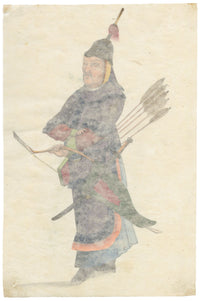 Canton School, Qing Dynasty Archer Soldier – 18th-century gouache painting