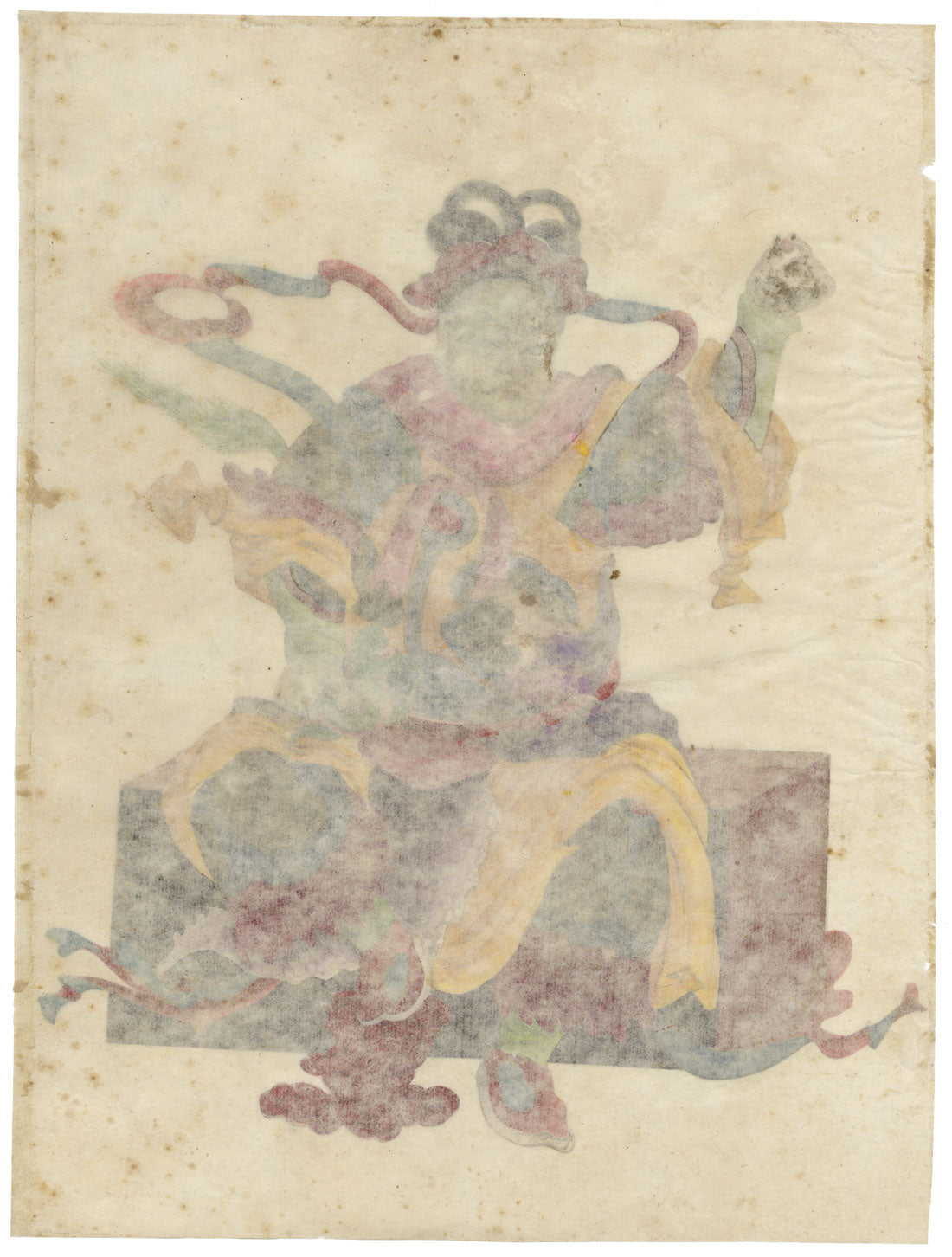 Canton School, Taoist Deity with Dragon – 18th-century gouache painting