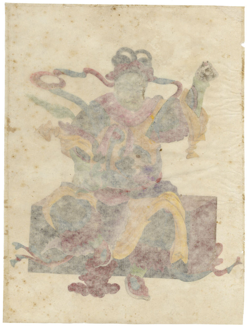 Canton School, Taoist Deity with Dragon – 18th-century gouache painting