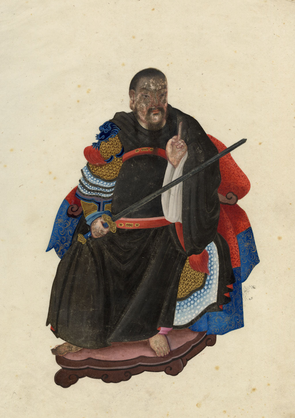 Canton School, Taoist Warrior Deity Zhenwu – 18th-century gouache painting