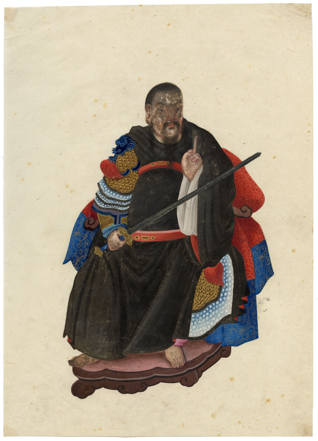Canton School, Taoist Warrior Deity Zhenwu – 18th-century gouache painting