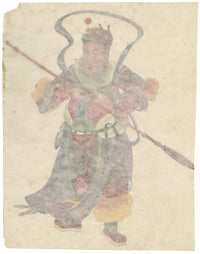 Canton School, Taoist Warrior Deity Guan Yu – 18th-century gouache painting