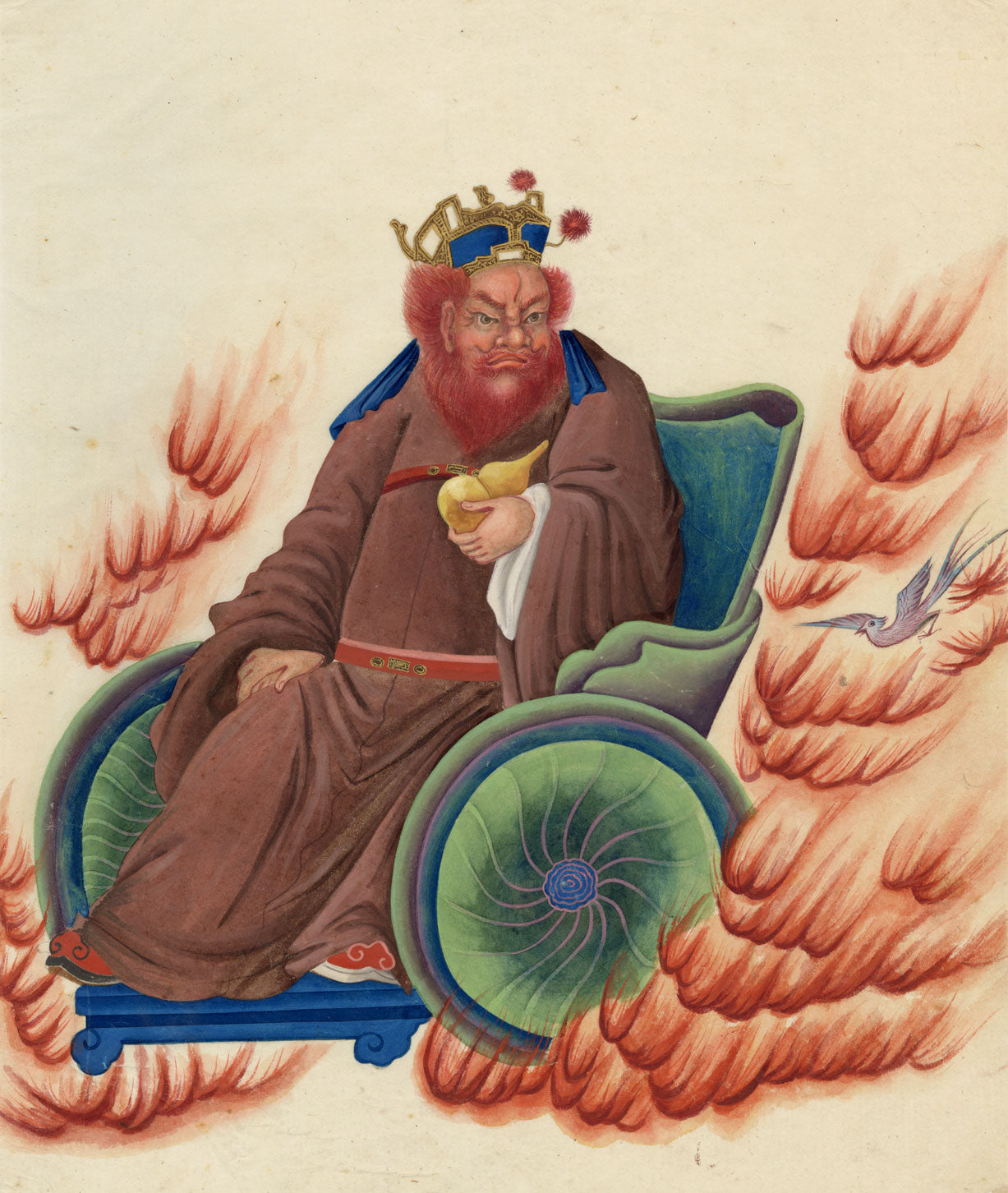 Canton School, Taoist Deity Wang Lingguan – 18th-century gouache painting