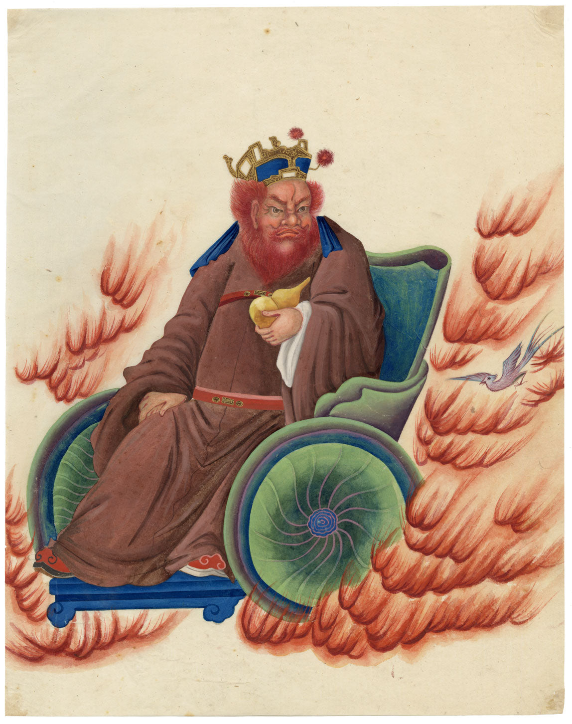 Canton School, Taoist Deity Wang Lingguan – 18th-century gouache painting