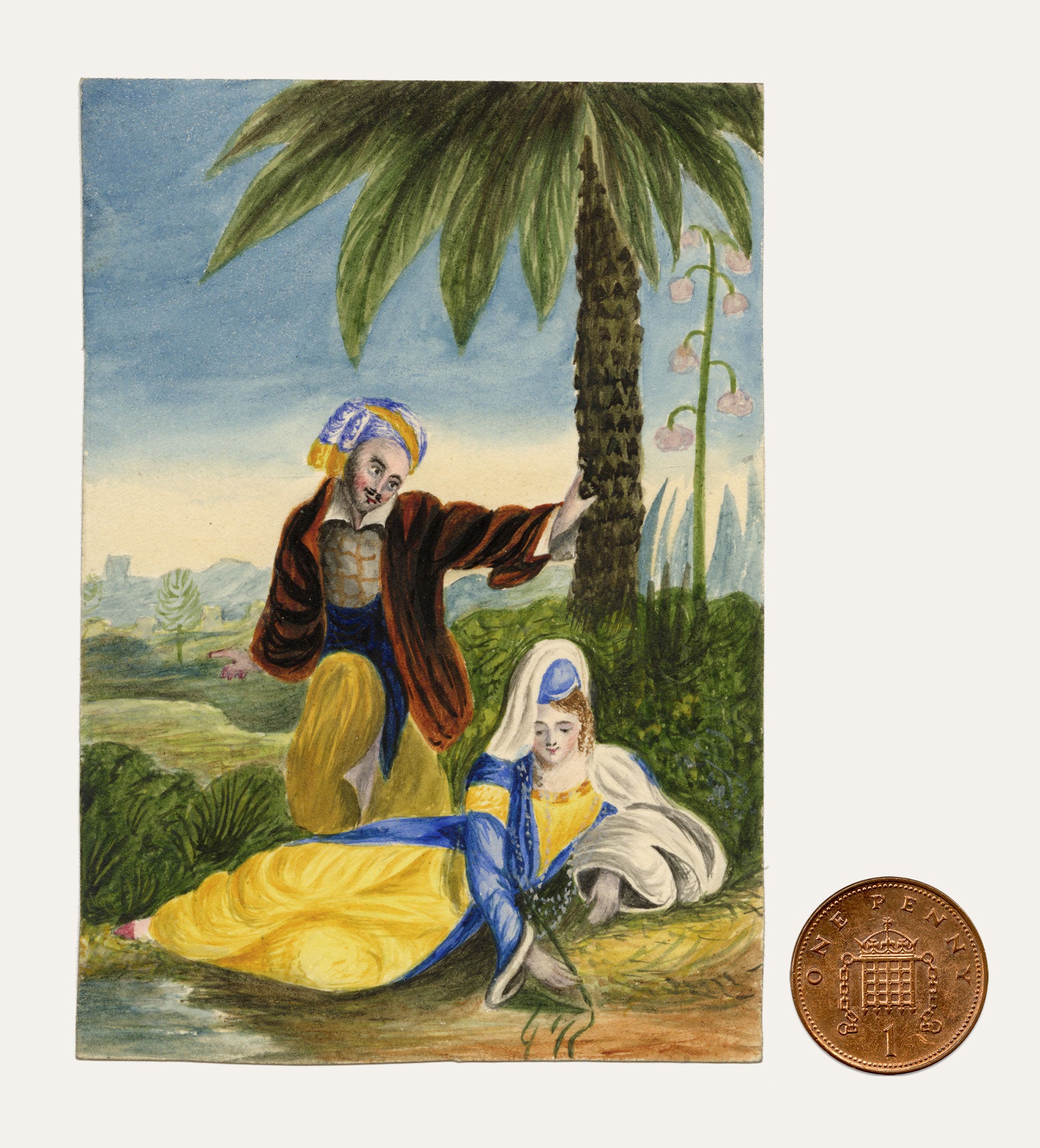 Voltaire's Astarte & Zadig – Original c.1831 watercolour painting