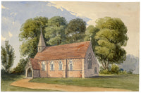 Keswick Sketching Club, Red Sandstone Church, Possibly Cumbria – 1870s watercolour painting