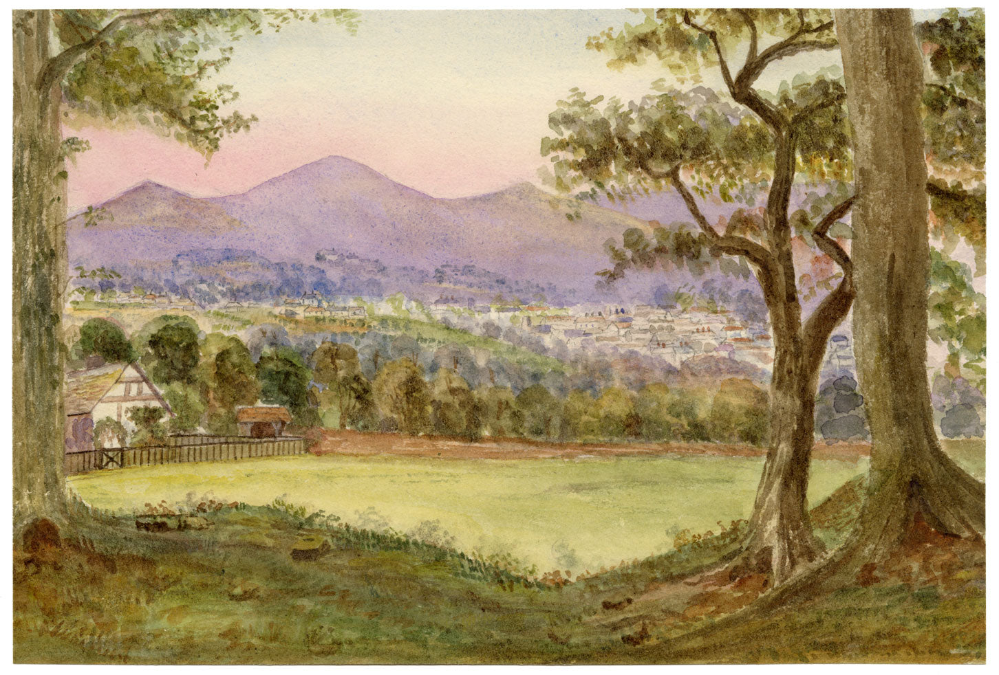 Keswick Sketching Club, Great Malvern from the Old Hills – 1871 watercolour painting