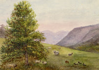Keswick Sketching Club, Sheep in the Fells, Lake District – 1870s watercolour painting