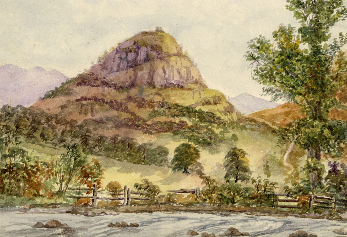 Keswick Sketching Club, Castle Crag, Borrowdale, Lake District – 1870s watercolour painting