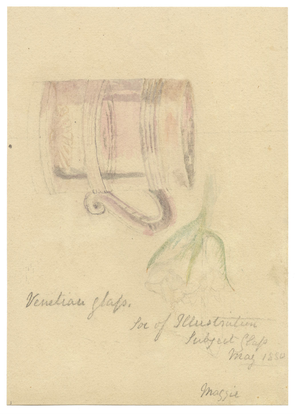 Keswick Sketching Club, Venetian Blue Murano Glass Study – 1880 watercolour painting