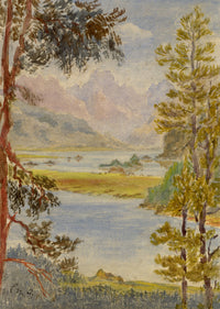 Constance Maria Stopford née Hammersley, Lakes, Engadine Valley, Switzerland – 1880 watercolour painting