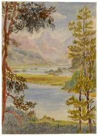 Constance Maria Stopford née Hammersley, Lakes, Engadine Valley, Switzerland – 1880 watercolour painting