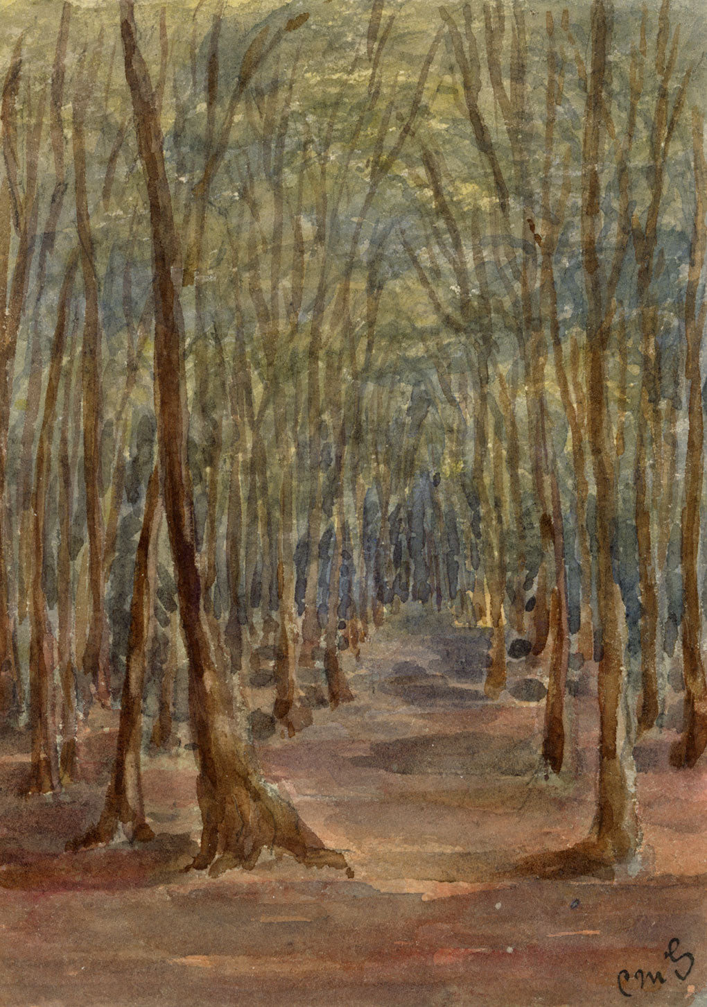 Constance Maria Stopford née Hammersley, Woods, Bad Homberg, Germany – 1880s watercolour painting