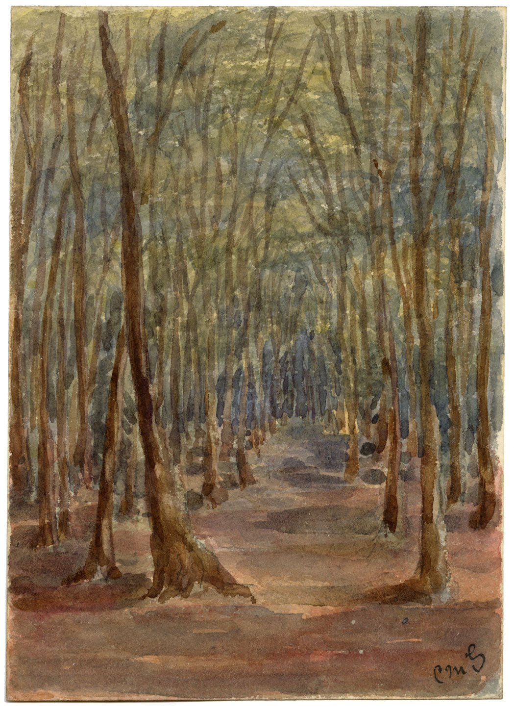Constance Maria Stopford née Hammersley, Woods, Bad Homberg, Germany – 1880s watercolour painting