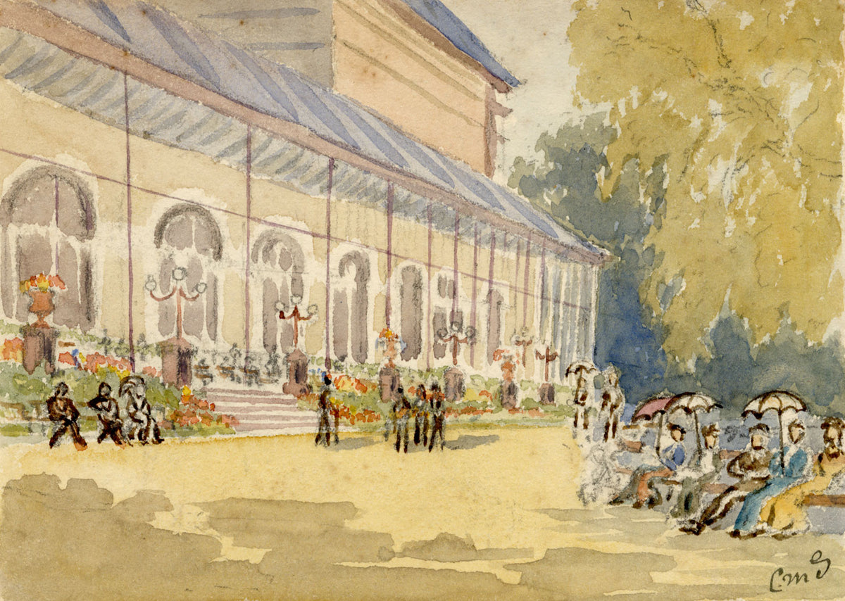 Constance Maria Stopford née Hammersley, Kurhaus Spa, Bad Homburg, Germany – 1880s watercolour painting