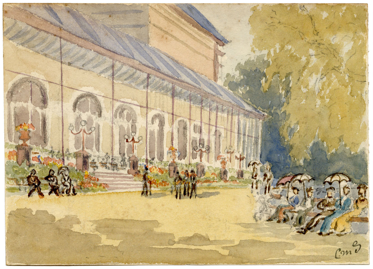 Constance Maria Stopford née Hammersley, Kurhaus Spa, Bad Homburg, Germany – 1880s watercolour painting