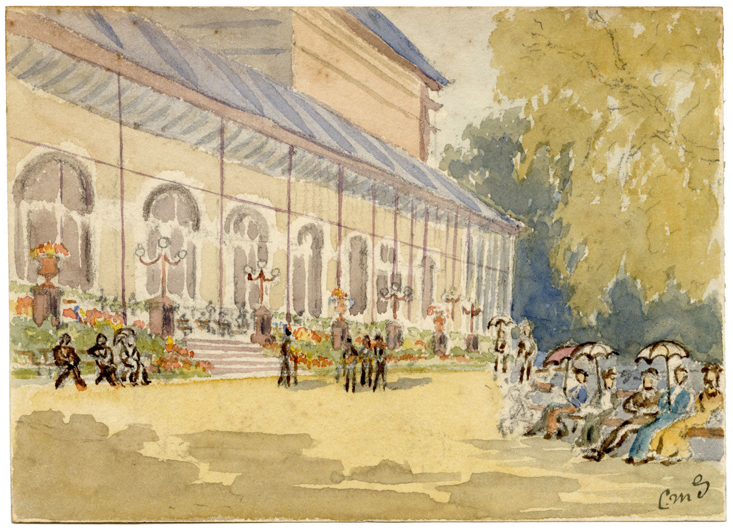 Constance Maria Stopford née Hammersley, Kurhaus Spa, Bad Homburg, Germany – 1880s watercolour painting