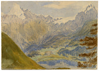 Constance Maria Stopford née Hammersley, Bernina Mountains near Pontresina, Switzerland – 1880s watercolour painting