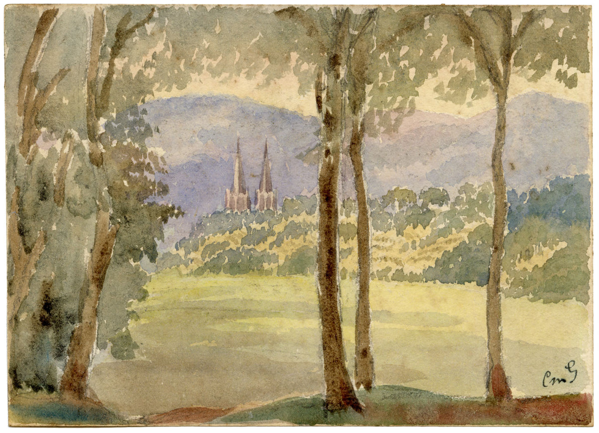 Constance Maria Stopford née Hammersley, Kirche St Johannes near Bad Homburg, Germany – 1880s watercolour painting