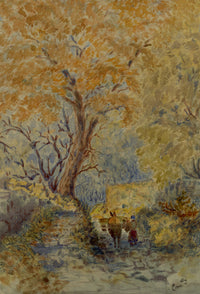 Constance Maria Stopford née Hammersley, In the Olive Wood, French Riviera – 1880s watercolour painting