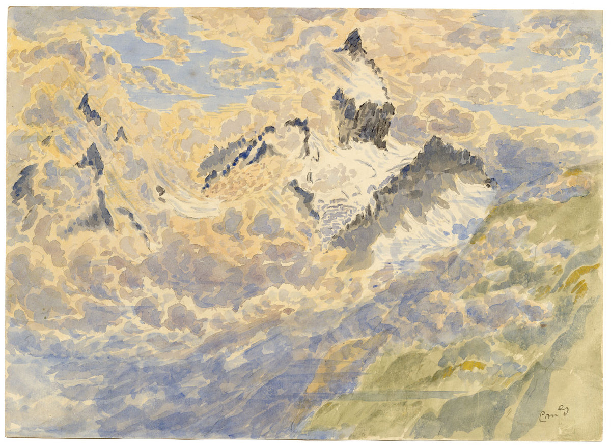 Constance Maria Stopford née Hammersley, Bernina Range, Engadine Mountains, Swiss Alps – 1880s watercolour painting