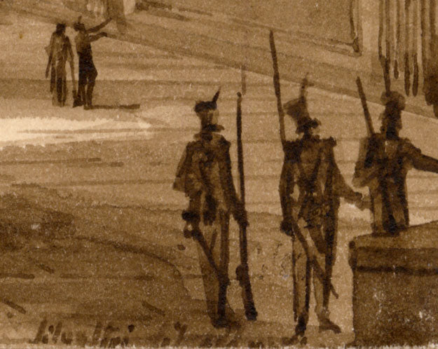 Friedrich Wilhelm Moritz, Courtyard of Palazzo Vecchio, Florence – c.1829 watercolour painting