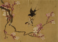 Japanese School, Cherry Blossom with Swallow Birds – c.1847 ink & colour on silk